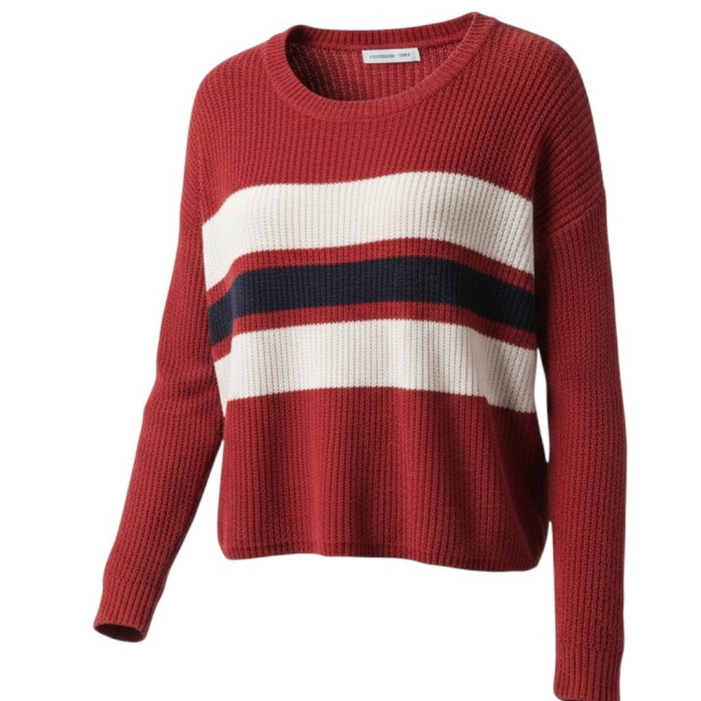 Hollister California Red Striped Knit Crewneck Sweater 35052125 Small